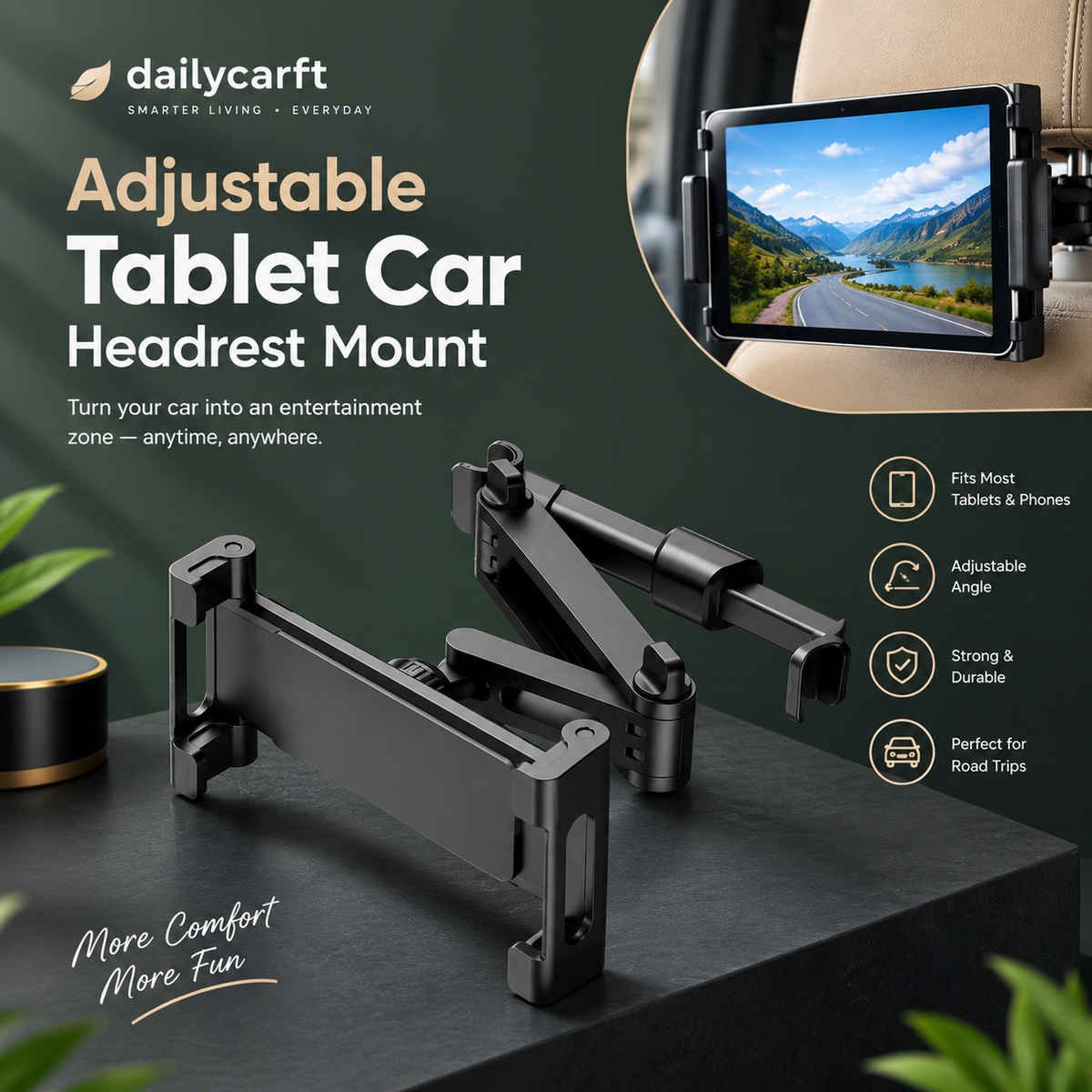 Adjustable Tablet Car Headrest Mount