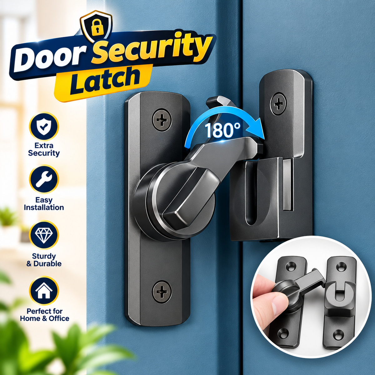 360° Door Security Latch