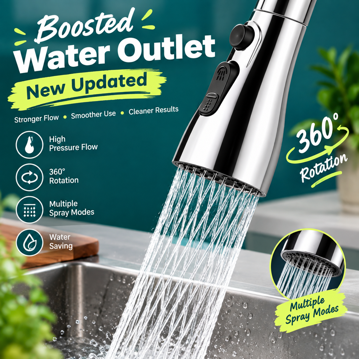 360° Rotating Faucet Spray Nozzle