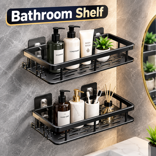 Premium Bathroom Wall Shelf  No Drill Shower Storage Rack