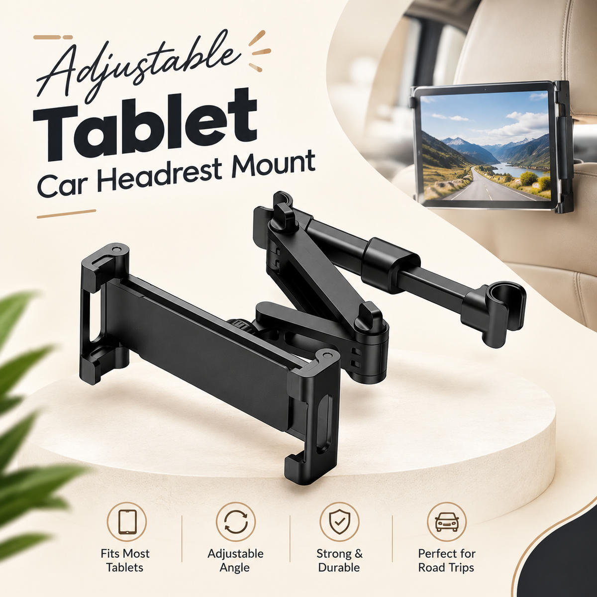 Adjustable Tablet Car Headrest Mount