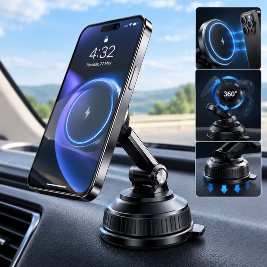 360° Magnetic Phone Holder with Strong Suction Base