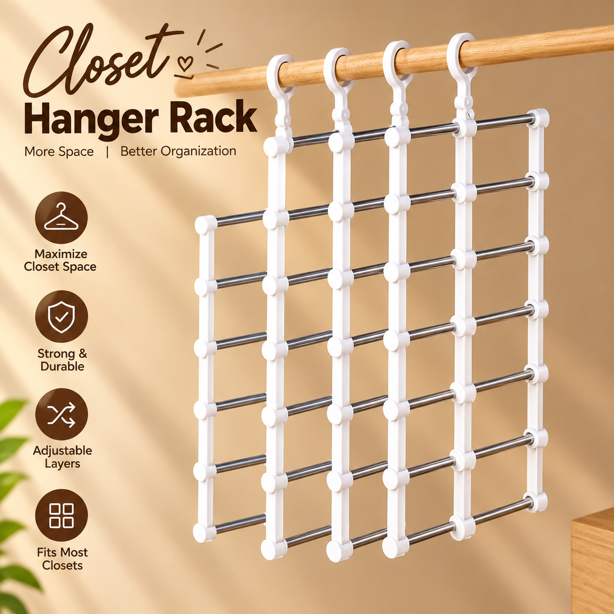 Adjustable Closet Hanger Rack